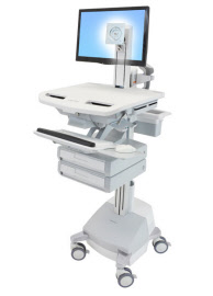 sv44-1321-3 styleview cart with lcd pivot, sla powered, 2 drawers, uk, irl, hkg, mys